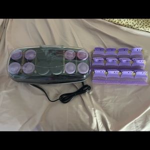 Cute Purple Hot Iron Hair Curlers & Matching Clip Set